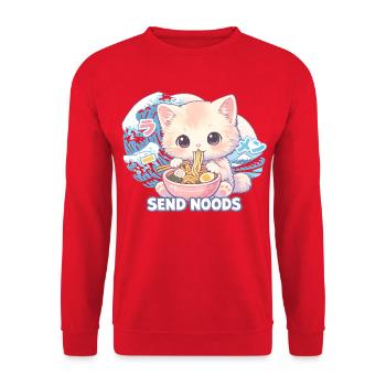 Ramen Katze Kanagawa - Unisex Pullover - Rot - Vorne - Alina (178cm) & Michal (187cm)