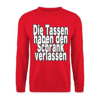 Die Tassen haben den Schrank verlassen! - Unisex Pullover - Rot - Vorne - Alina (178cm) & Michal (187cm)