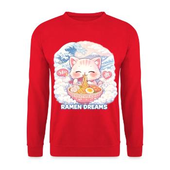 Kawaii Cat Ramen Nouilles Anime Chat - Sweat-shirt Unisexe - rouge - Devant - Alina (178cm) & Michal (187cm)