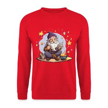 Gnome reading at Starfire - Unisex Sweatshirt - red - Front - Alina (178cm) & Michal (187cm)