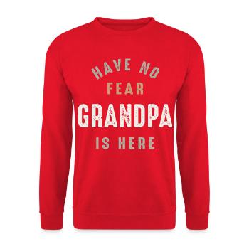 Have No Fear Grandpa Is Here Funny Family Hero  - Unisex Sweatshirt - red - Front - Alina (178cm) & Michal (187cm)