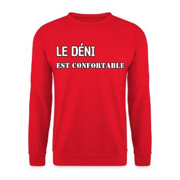 Denial is comfortable. - Unisex Sweatshirt - red - Front - Alina (178cm) & Michal (187cm)