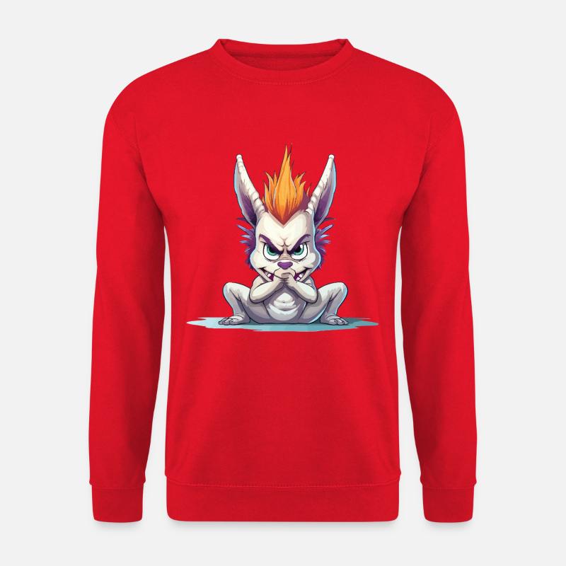 Wütendes Mohawk Häschen - Unisex Pullover - Rot