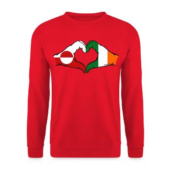 Greenland Ireland Flag Hands Heart Shape - Unisex Sweatshirt - red - Front - Alina (178cm) & Michal (187cm)