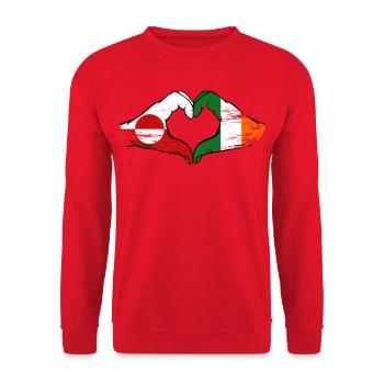 Greenland Ireland Flag Hands Heart Shape Used - Unisex Sweatshirt - red - Front - Alina (178cm) & Michal (187cm)