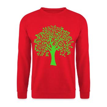 Icon Green Jumbo Tree Print Silhouette - Unisex Sweatshirt - red - Front - Alina (178cm) & Michal (187cm)