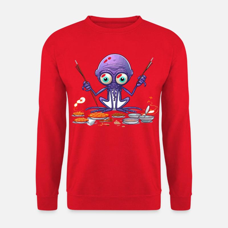 Der Algen-Octopus Küchenchef - Unisex Pullover - Rot
