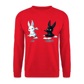 Fear Bunny Meme Design - Unisex Sweatshirt - red - Front - Alina (178cm) & Michal (187cm)