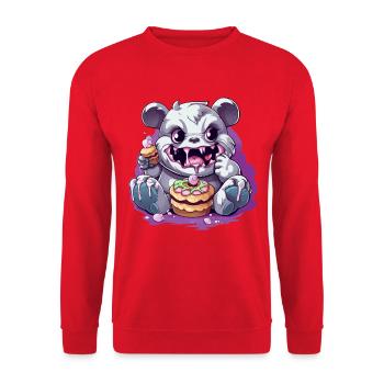 Cute panda monster with candy - Unisex Sweatshirt - red - Front - Alina (178cm) & Michal (187cm)