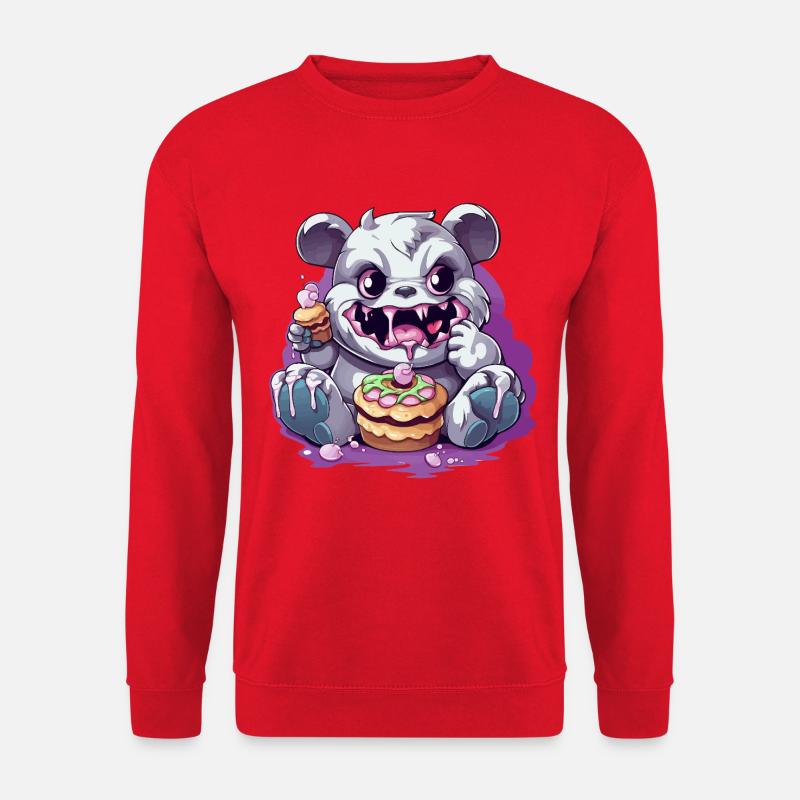 Süßer Panda-Monster mit Süßigkeiten - Unisex Pullover - Rot