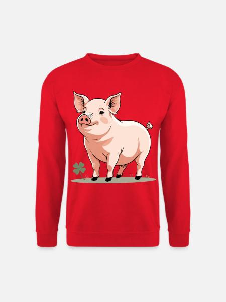 Cuddly Spring Pig Cartoon - Unisex Sweatshirt - red