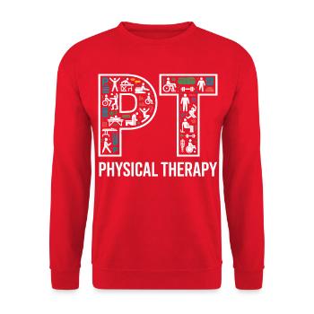 Physiotherapie Mosaik Piktogramm - Unisex Pullover - Rot - Vorne - Alina (178cm) & Michal (187cm)