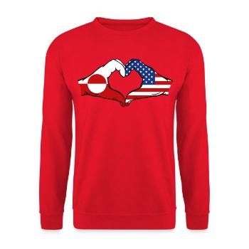 Drapeau des États-Unis Mains Forme de cœur - Sweat-shirt Unisexe - rouge - Devant - Alina (178cm) & Michal (187cm)
