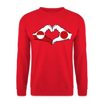 Drapeau du Groenland Japon Mains Forme de cœur - Sweat-shirt Unisexe - rouge - Devant - Alina (178cm) & Michal (187cm)