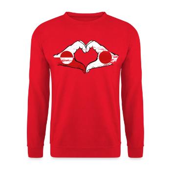Drapeau du Groenland-Japon Mains en forme de cœur utilisé - Sweat-shirt Unisexe - rouge - Devant - Alina (178cm) & Michal (187cm)