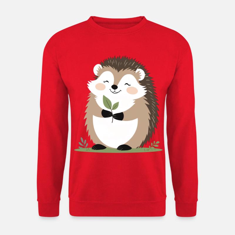 Süßer Igel mit Blatt - Unisex Pullover - Rot