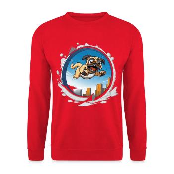 Sprinteur de carlins en ville - Sweat-shirt Unisexe - rouge - Devant - Alina (178cm) & Michal (187cm)