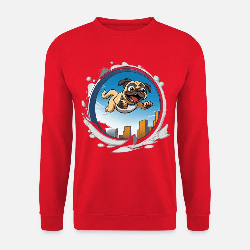 Pug Sprinter im Stadtlauf - Unisex Pullover - Rot