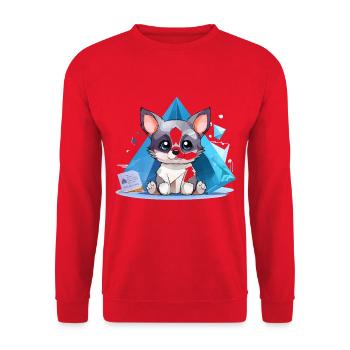 Kristallhündchen im Eisstil - Unisex Pullover - Rot - Vorne - Alina (178cm) & Michal (187cm)