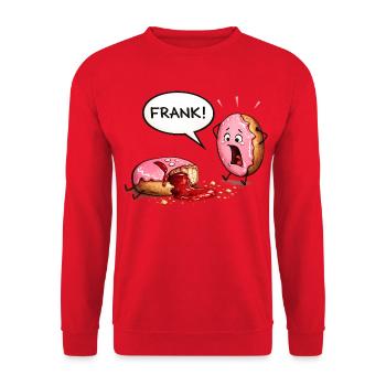 Donut drama – FRANK was bitten! - Unisex Sweatshirt - red - Front - Alina (178cm) & Michal (187cm)