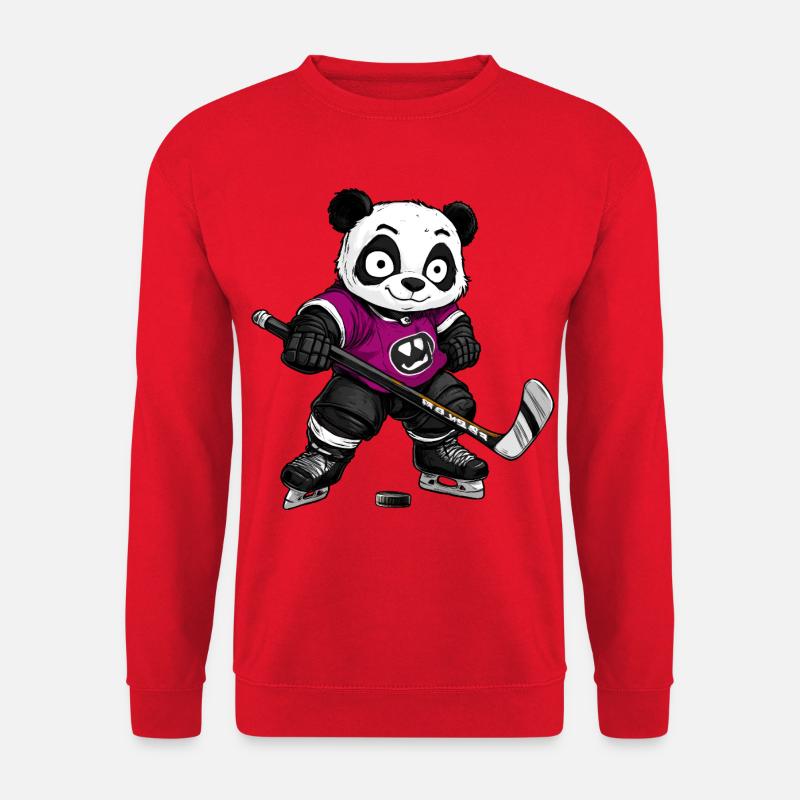 Eishockeyspieler Panda - Unisex Pullover - Rot