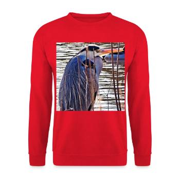 Graureiher am See - Naturfotografie Wildlife - Unisex Pullover - Rot - Vorne - Alina (178cm) & Michal (187cm)