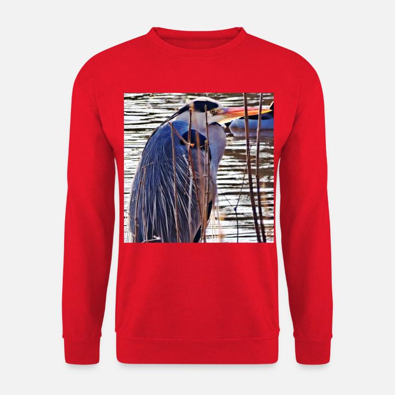 Graureiher am See - Naturfotografie Wildlife - Unisex Pullover - Rot