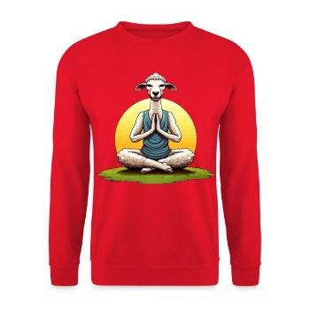 Yoga Schaf - Unisex Pullover - Rot - Vorne - Alina (178cm) & Michal (187cm)