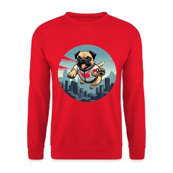 Carlin dans le saut au-dessus de la ligne d’horizon - Sweat-shirt Unisexe - rouge - Devant - Alina (178cm) & Michal (187cm)