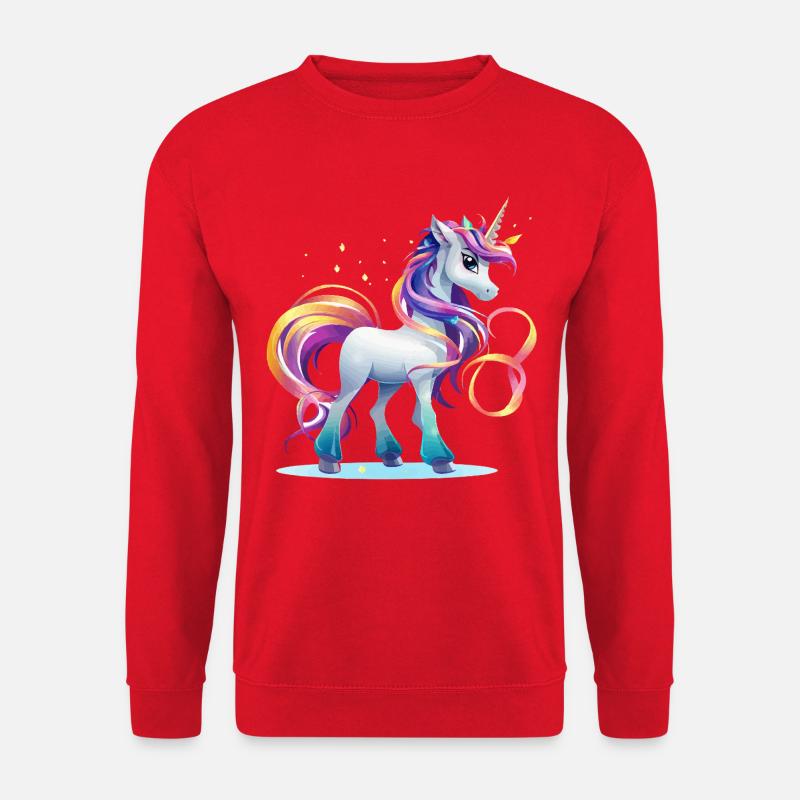 Regenbogen-Einhorn Fantasie - Unisex Pullover - Rot
