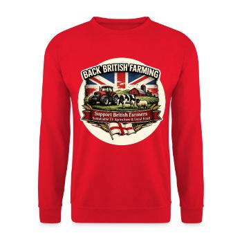 Zurück zur britischen Landwirtschaft - Unisex Pullover - Rot - Vorne - Alina (178cm) & Michal (187cm)