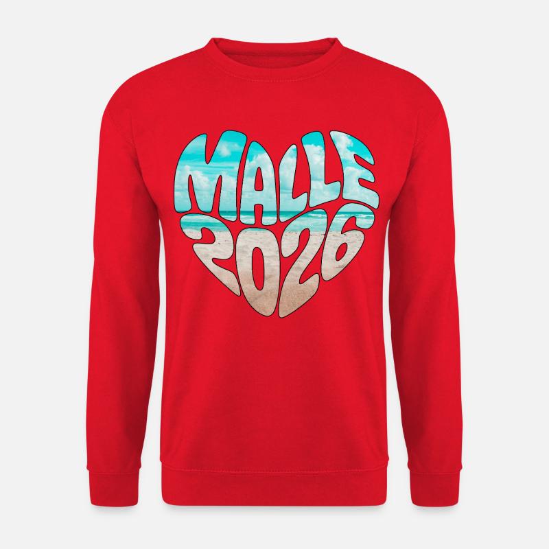 Mallorca Malle 2026 Herz (Version Meer Strand) - Unisex Pullover - Rot