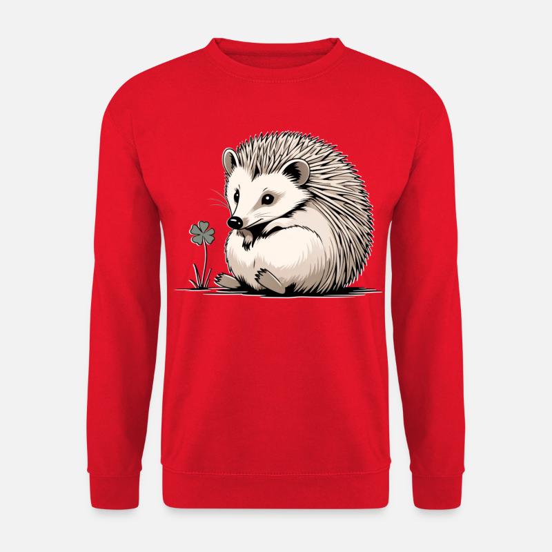 Igel mit Kleeblatt Naturfreund - Unisex Pullover - Rot