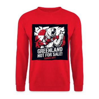 Greenland Not For Sale - Hands Off - Eisbär - Unisex Pullover - Rot - Vorne - Alina (178cm) & Michal (187cm)