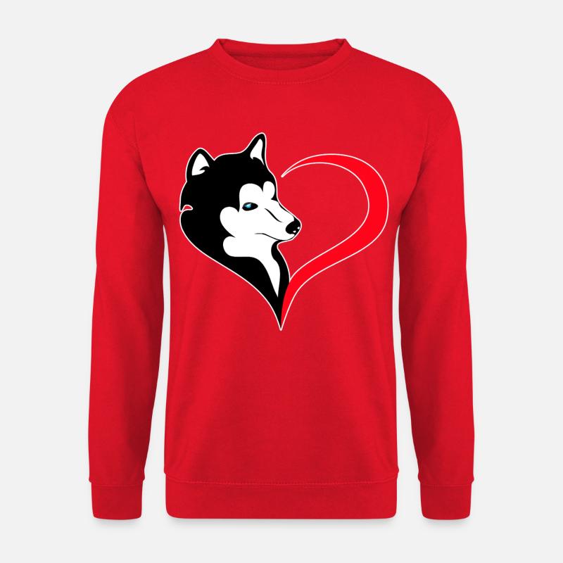 Herz-Husky Silhouette - Unisex Pullover - Rot