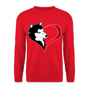 Logo du cœur husky noir et blanc - Sweat-shirt Unisexe - rouge - Devant - Alina (178cm) & Michal (187cm)