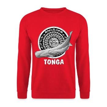 Cachalolots et masque tiki - Sweat-shirt Unisexe - rouge - Devant - Alina (178cm) & Michal (187cm)