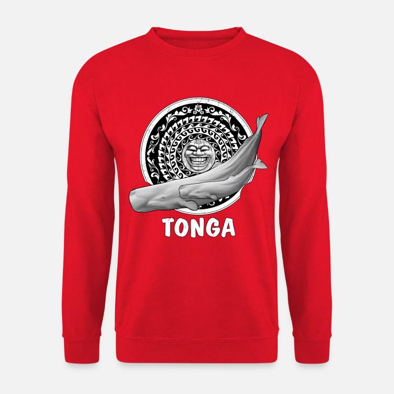 Pottwale und Tikimaske - Unisex Pullover - Rot