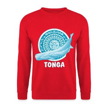Cachalolots et masque tiki - Sweat-shirt Unisexe - rouge - Devant - Alina (178cm) & Michal (187cm)