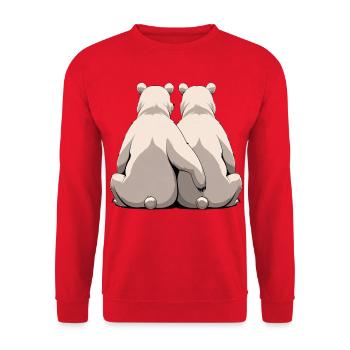 Deux ours blancs dos à dos - Sweat-shirt Unisexe - rouge - Devant - Alina (178cm) & Michal (187cm)