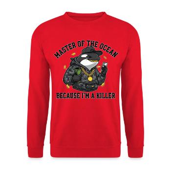Master of the Ocean Orca Spruch - Unisex Pullover - Rot - Vorne - Alina (178cm) & Michal (187cm)