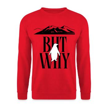 But Why Penguin Meme Minimalist Art - Unisex Sweatshirt - red - Front - Alina (178cm) & Michal (187cm)