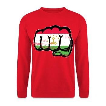Tadschikistan_Flagge_Faust_used - Unisex Sweatshirt - red - Front - Alina (178cm) & Michal (187cm)