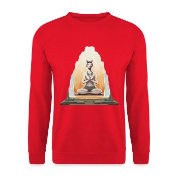 Lama Meditation on the Mountain - Unisex Sweatshirt - red - Front - Alina (178cm) & Michal (187cm)