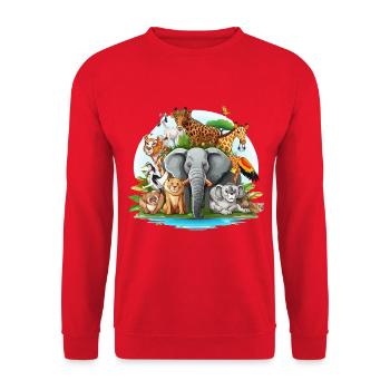 Famille animale colorée dans la jungle - Sweat-shirt Unisexe - rouge - Devant - Alina (178cm) & Michal (187cm)