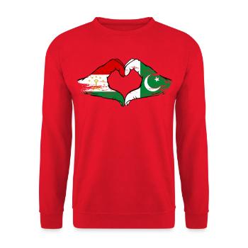Forme de cœur du drapeau du Tadjikistan Pakistan - Sweat-shirt Unisexe - rouge - Devant - Alina (178cm) & Michal (187cm)