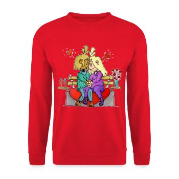 Rona und Ryan - der Valentinstag / - Unisex Pullover - Rot - Vorne - Alina (178cm) & Michal (187cm)