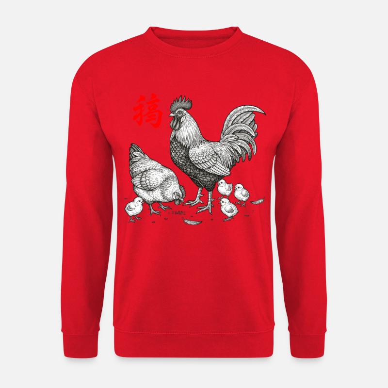 Hühnerhaltung Asiatisch - Unisex Pullover - Rot