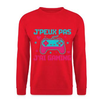 Ich kann nicht, ich habe Gaming – Pixel-Controller - Unisex Pullover - Rot - Vorne - Alina (178cm) & Michal (187cm)