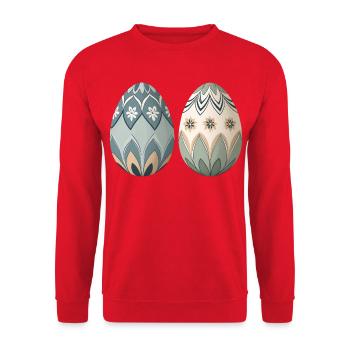 Pastel Floral Ornament Eggs - Unisex Sweatshirt - red - Front - Alina (178cm) & Michal (187cm)